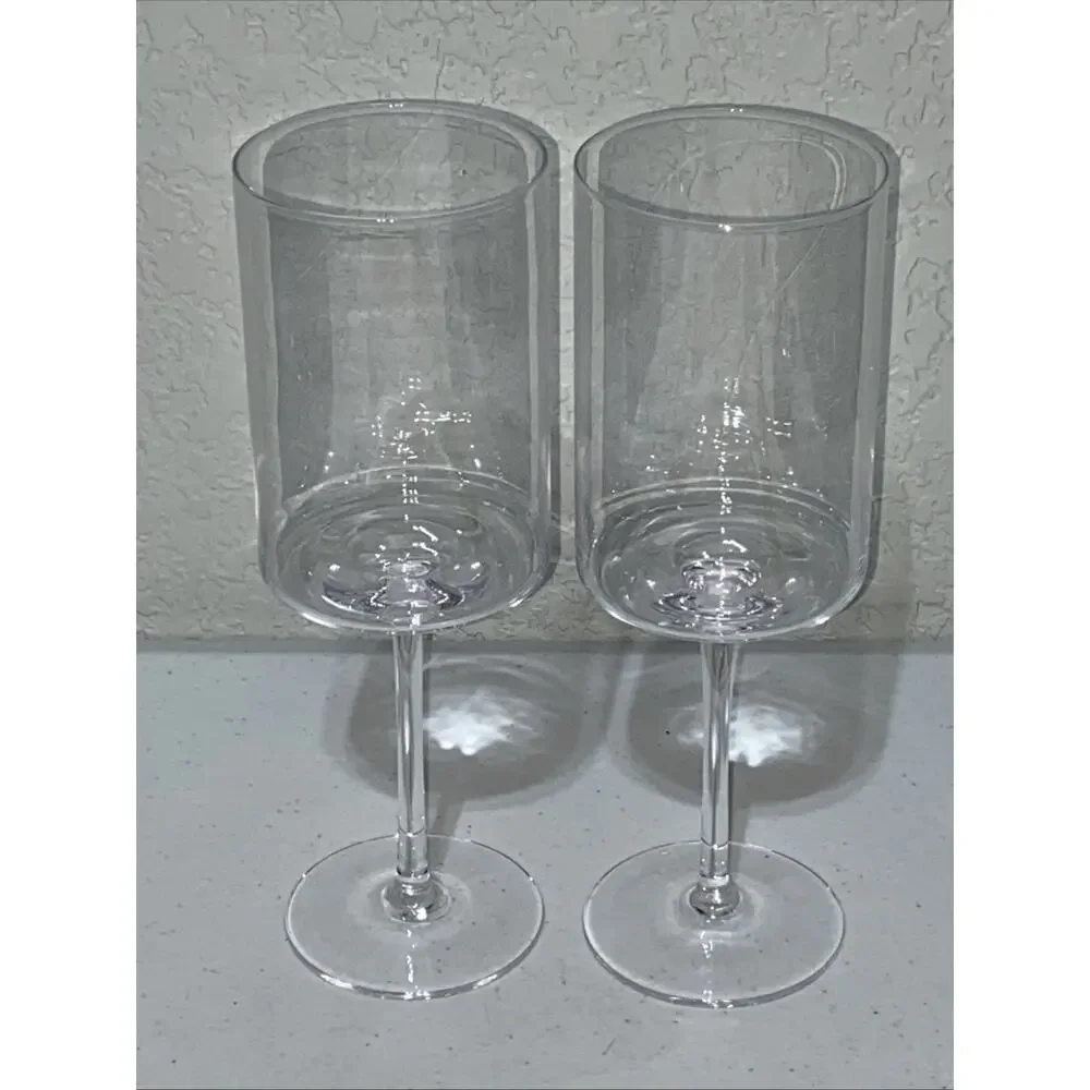 77 Hippos Cylindrical Long Stem Wine Glass Wedding Set 6 Glasses 3 Sets Of 2 NEW